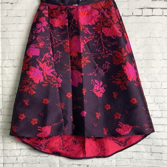 Anthropologie Eva Franco Asymmetrical Floral Jacquard Skirt Sz 2 Brocade Office - Picture 9 of 16